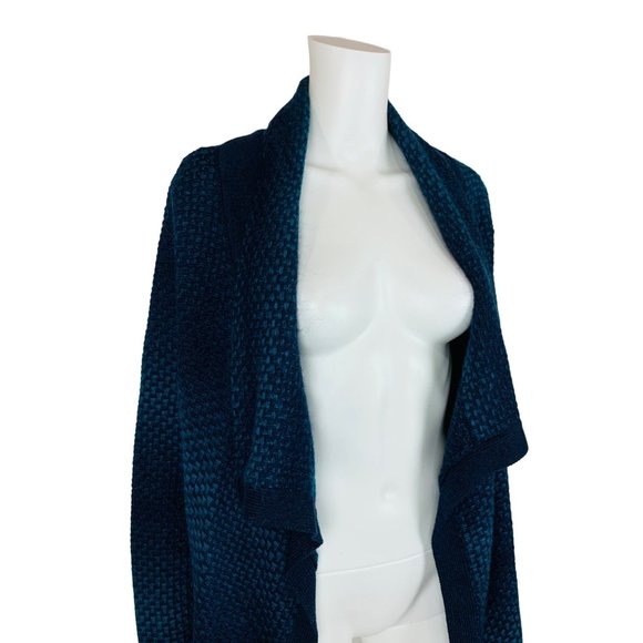 Coldwater Creek Cardigan Women's M 10-12 Blue Gradient Wool Blend Draped Open - Picture 6 of 9